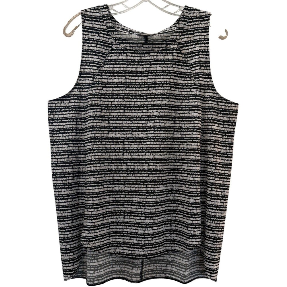 T by Talbots Womens Size Large Black White Abstract Sleeveless Top Tank Top